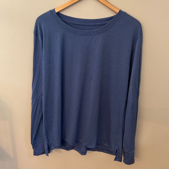Woolx Ashlie Lounge Long Sleeve Top Merino Wool Blue Size Large - Picture 4 of 9
